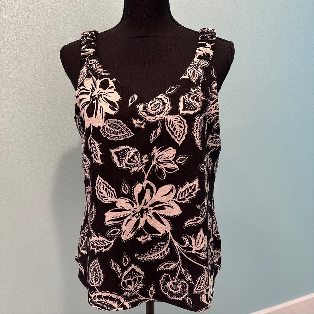 Vince Camuto Desert Summer dress tank black and white floral
